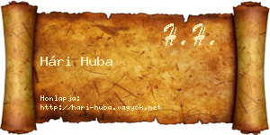 Hári Huba névjegykártya